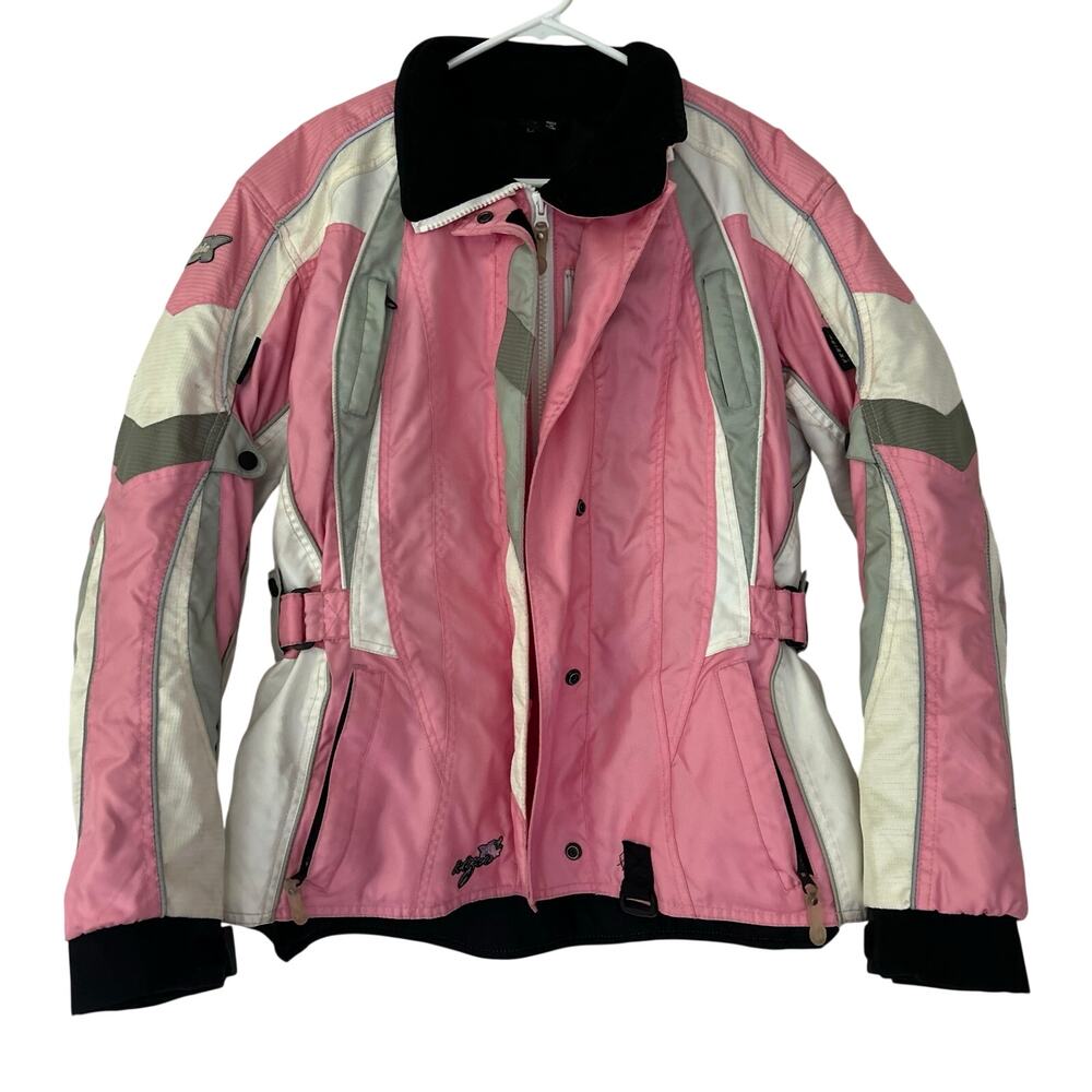 Vintage Castle X Pink Snowmobile Jacket Insulated Y2K Racewear outdoor winter L